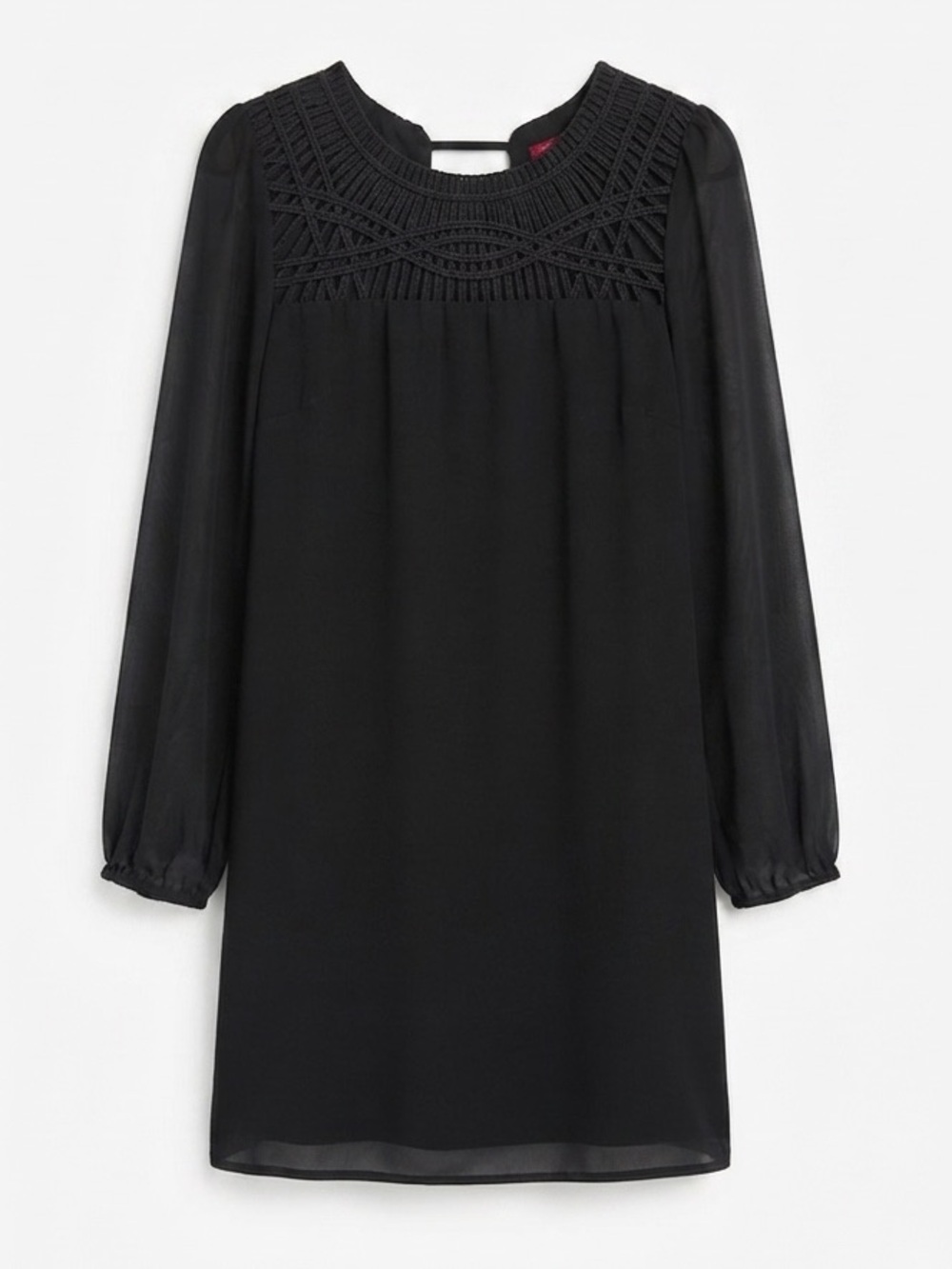 Ted Baker Katia Black Designer Dress Crochet Yoke Sheer Sleeve LBD US 6 TB 2